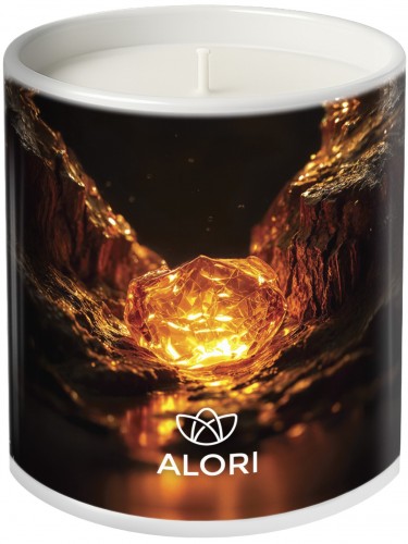 Sójová sviečka - Jantárové drevo - biela 300ml