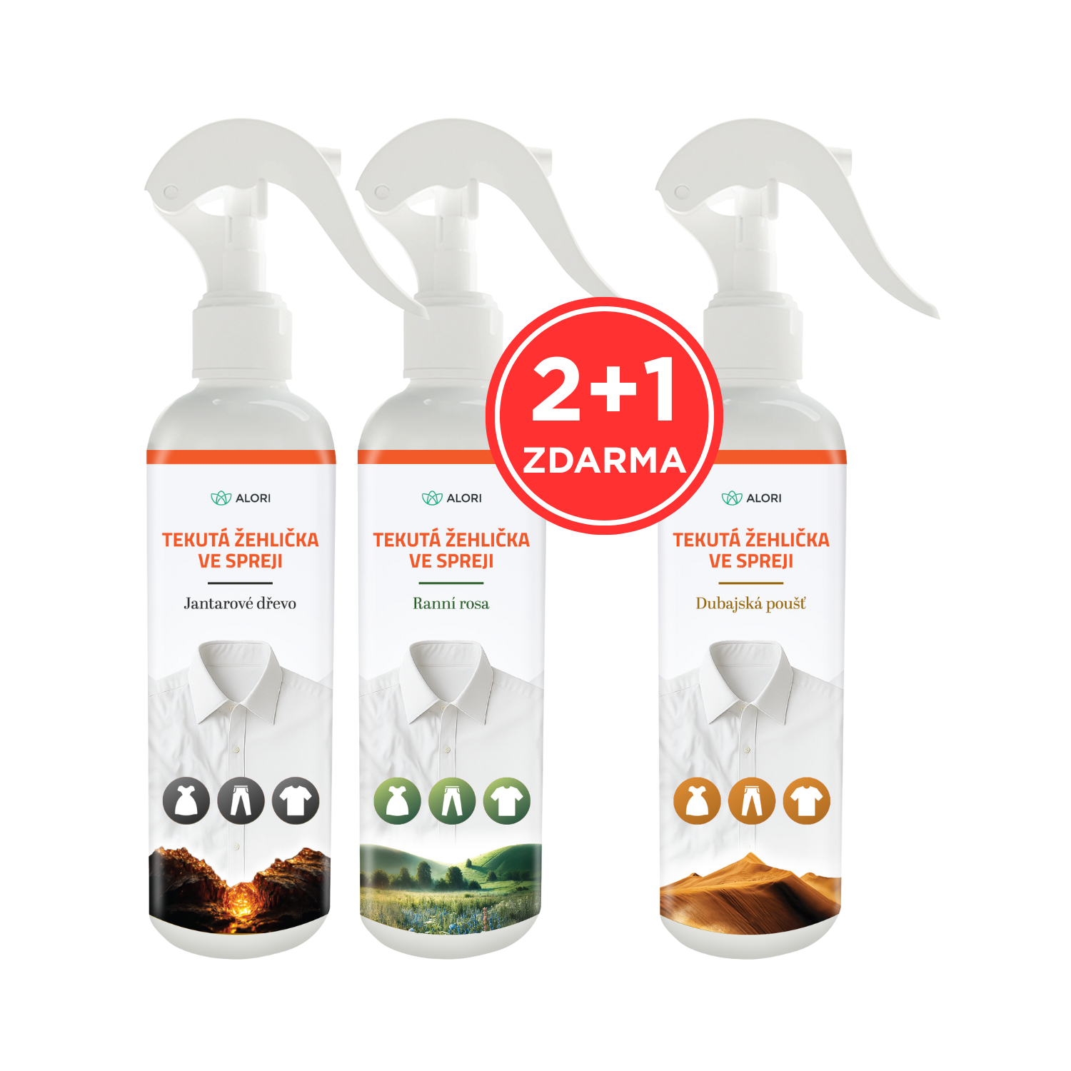 Tekutá žehlička v spreji - balíček troch vôní 2+1 zadarmo