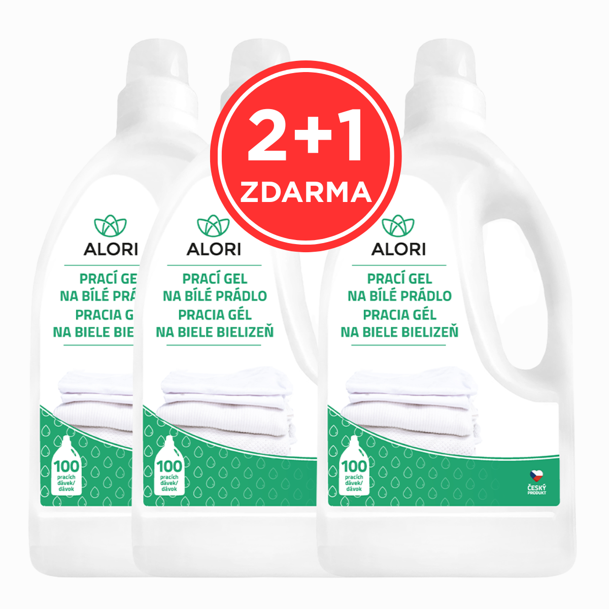 Prací gél na bielu bielizeň 3 l 2+1 zadarmo