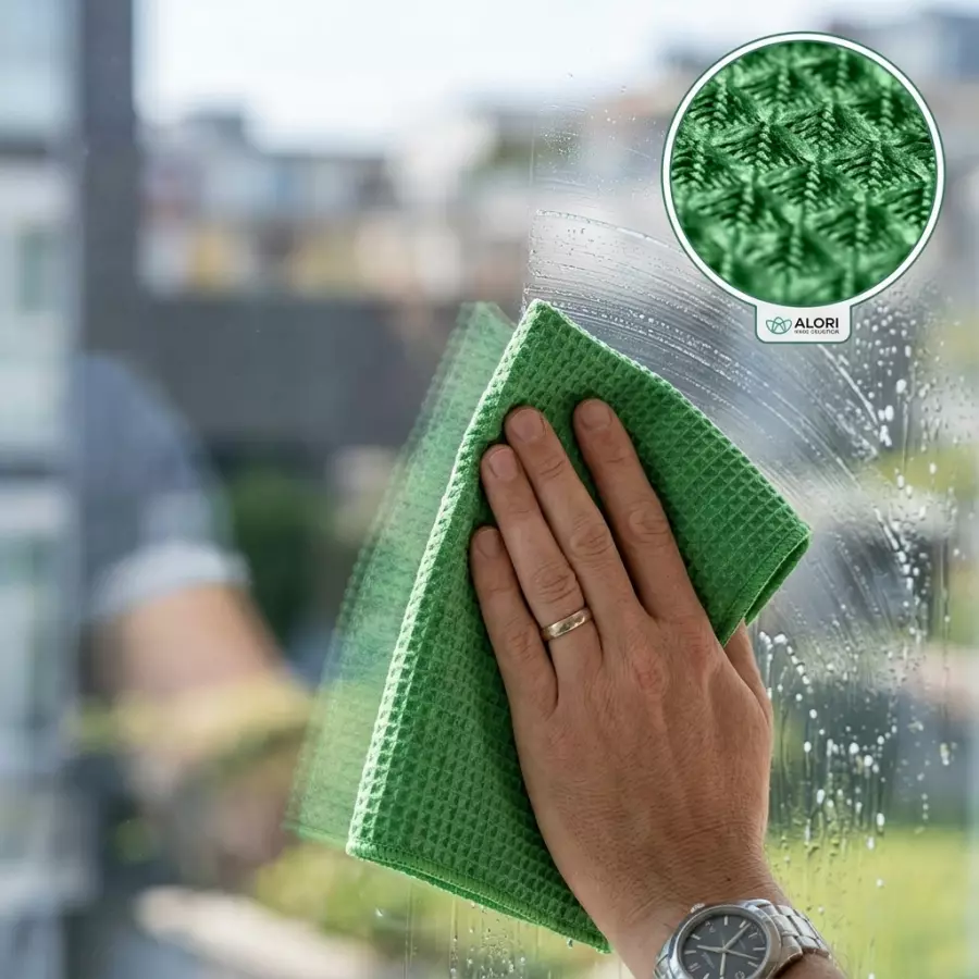 Mikrovláknová utierka na okná WAFFLE 40 x 40 cm – zelená